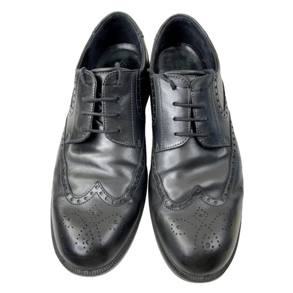Ecco Men's Black Leather Brogue Wingtip Derby Dress Shoes Size EU 47/US 13 - Picture 2 of 8